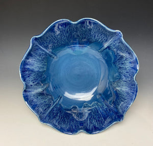 Deep Blue Lotus Serving Bowl