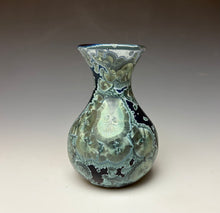 Load image into Gallery viewer, Deep Ocean Blue and Silver Crystalline Mini Vase 3
