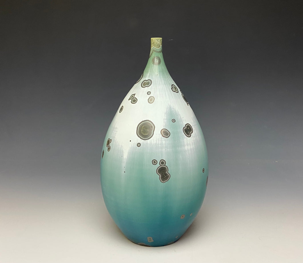 Wintergreen Crystalline Glazed Teardrop Vase