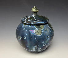 Load image into Gallery viewer, Cobalt Galaxy Crystalline Glazed Jar
