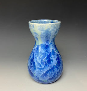 Teal Blue Crystalline Glazed Bulb Vase #3