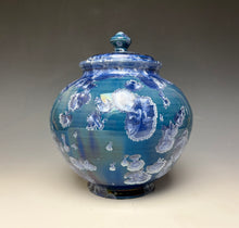 Load image into Gallery viewer, Blue and Silver Crystalline Glazed Jar
