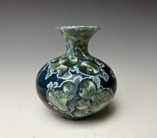 Load image into Gallery viewer, Deep Ocean Blue and Silver Crystalline Mini Vase 2
