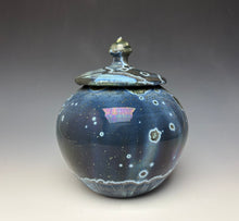 Load image into Gallery viewer, Cobalt Galaxy Crystalline Glazed Jar
