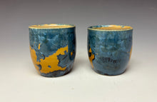 Load image into Gallery viewer, Blue and Orange Crystalline Sake Cup
