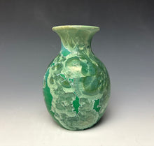 Load image into Gallery viewer, Emerald Green &amp; Silver Crystalline Glazed Vase
