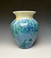 Load image into Gallery viewer, Ivory and Teal Blue Crystalline Vase
