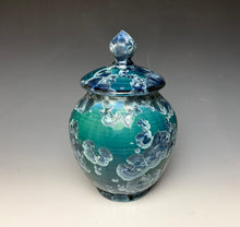 Load image into Gallery viewer, Deep Aqua Crystalline Glazed Jar

