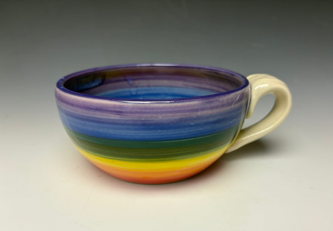 Rainbow Soup Mug - Purple Rim