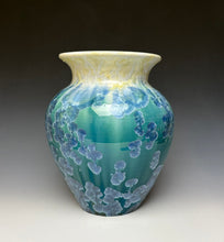 Load image into Gallery viewer, Ivory and Teal Blue Crystalline Vase
