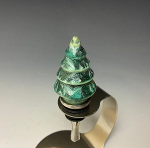 Crystalline Glazed Bottle Stopper- Green Tree