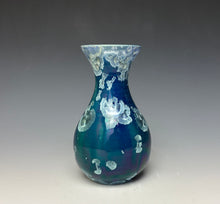 Load image into Gallery viewer, Deep Aqua Crystalline Glazed Mini Vase
