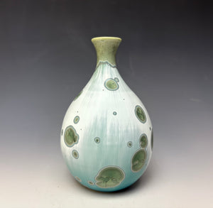 Wintergreen Crystalline Glazed Teardrop Mini Vase