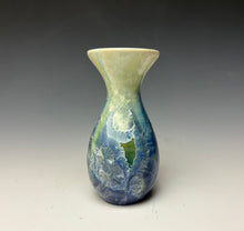 Load image into Gallery viewer, Crystalline Glazed Mini Vase in Light Green with Blue
