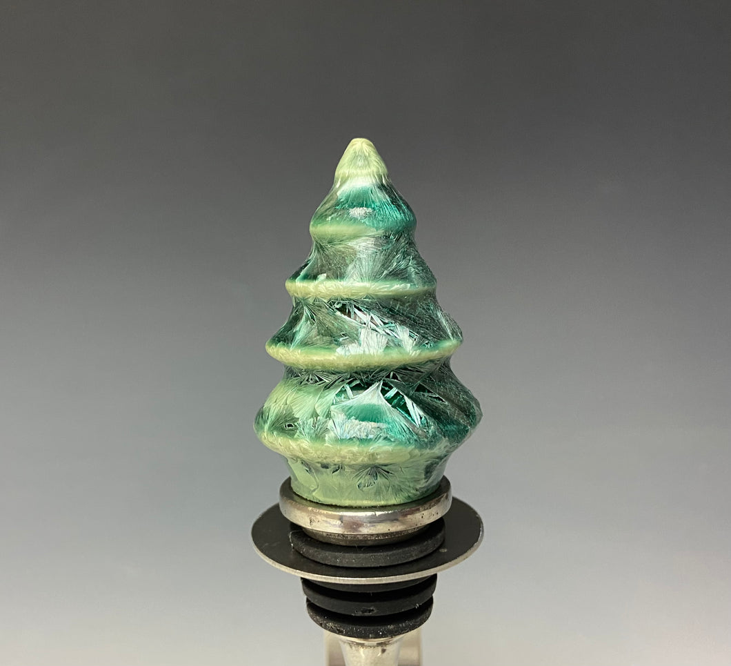 Crystalline Glazed Bottle Stopper- Green Tree