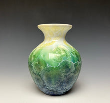 Load image into Gallery viewer, Crystalline Mini Vase in Ivory, Green and Blue 2
