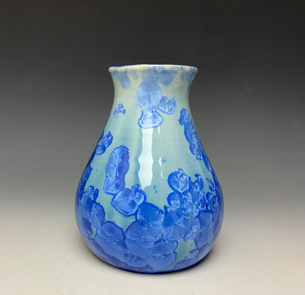 Teal Blue Crystalline Glazed Vase