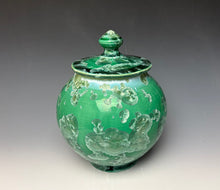Load image into Gallery viewer, Emerald Green and Teal Crystalline Glazed Jar
