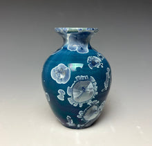 Load image into Gallery viewer, Crystalline Glazed Mini Vase in Atlantic Storm Blue
