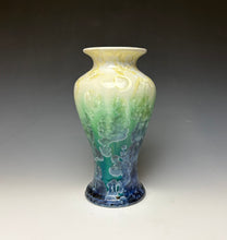 Load image into Gallery viewer, Crystalline Vase in Ivory, Green and Blue
