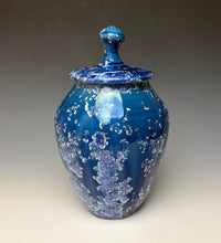 Load image into Gallery viewer, Blue and Silver Crystalline Glazed Jar
