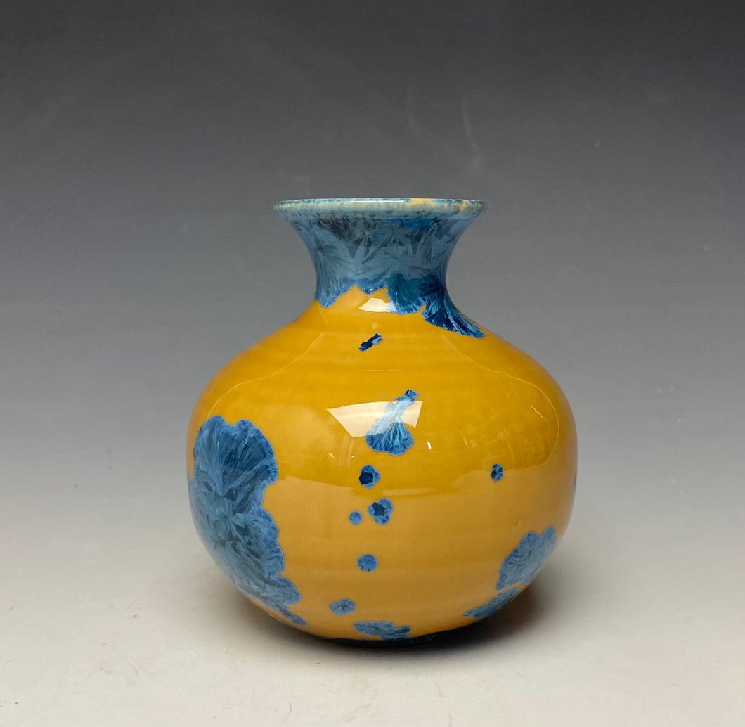 Blue and Orange Crystalline Mini Vase