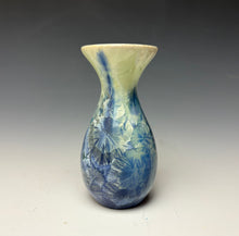 Load image into Gallery viewer, Crystalline Glazed Mini Vase in Light Green with Blue
