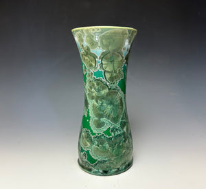 Emerald Green & Silver Crystalline Glazed Vase