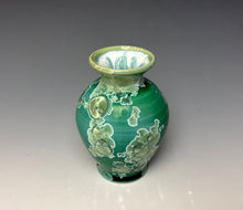 Load image into Gallery viewer, Emerald Green &amp; Silver Crystalline Glazed Mini Vase
