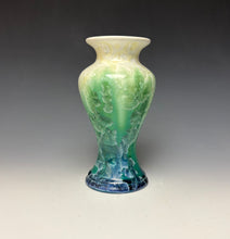 Load image into Gallery viewer, Crystalline Vase in Ivory, Green and Blue
