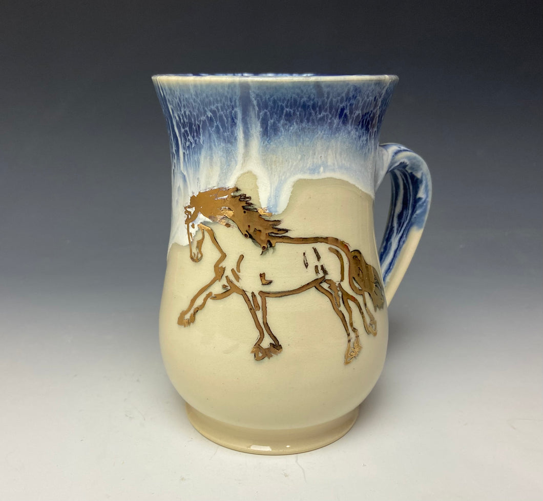 Gold Galloping Horse Mug - Amethyst