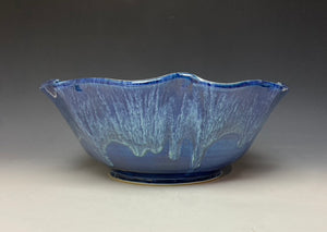 Deep Blue Lotus Serving Bowl