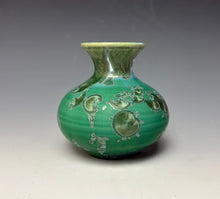 Load image into Gallery viewer, Emerald Green &amp; Silver Crystalline Glazed Mini Vase

