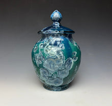 Load image into Gallery viewer, Deep Aqua Crystalline Glazed Jar
