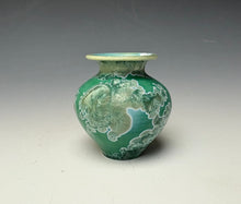 Load image into Gallery viewer, Emerald Green &amp; Silver Crystalline Glazed Mini Vase
