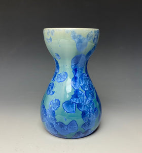 Teal Blue Crystalline Glazed Bulb Vase #2