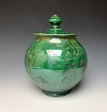 Load image into Gallery viewer, Green and Silver Crystalline Glazed Jar
