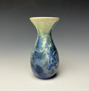 Crystalline Glazed Mini Vase in Light Green with Blue