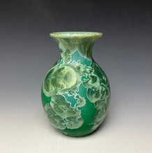 Load image into Gallery viewer, Emerald Green &amp; Silver Crystalline Glazed Vase
