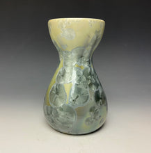 Load image into Gallery viewer, Olive and Denim Crystalline Glazed Bulb Vase
