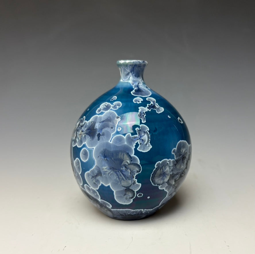 Crystalline Glazed Mini Vase in Atlantic Storm Blue 3