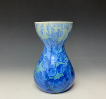 Load image into Gallery viewer, Teal Blue Crystalline Glazed Bulb Vase
