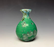 Load image into Gallery viewer, Emerald Green &amp; Silver Crystalline Glazed Mini Vase

