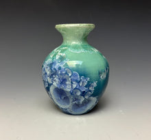 Load image into Gallery viewer, Crystalline Glazed Mini Vase in Light Green with Blue
