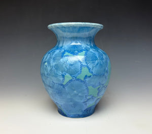 Teal Crystalline Glazed Vase