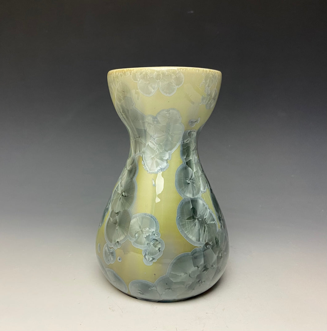 Olive and Denim Crystalline Glazed Bulb Vase