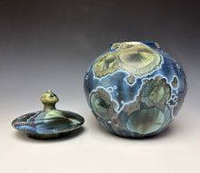 Load image into Gallery viewer, Cobalt Galaxy Crystalline Glazed Jar
