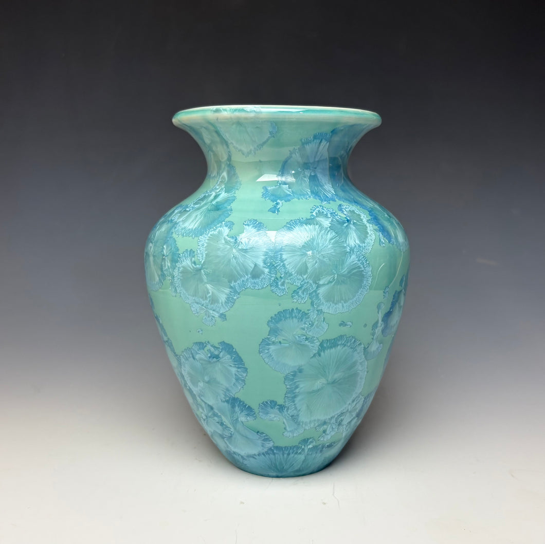 Light Teal Crystalline Glazed Vase