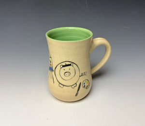 Artist Pig Mug- Light Green