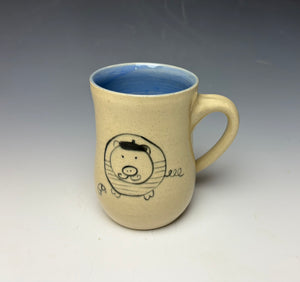 French Pig Mug- Light Blue